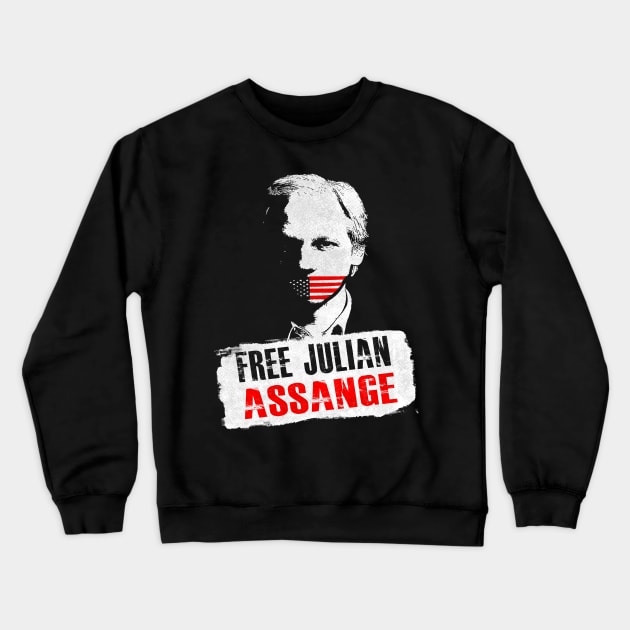 Free Julian Assange Crewneck Sweatshirt by kurticide